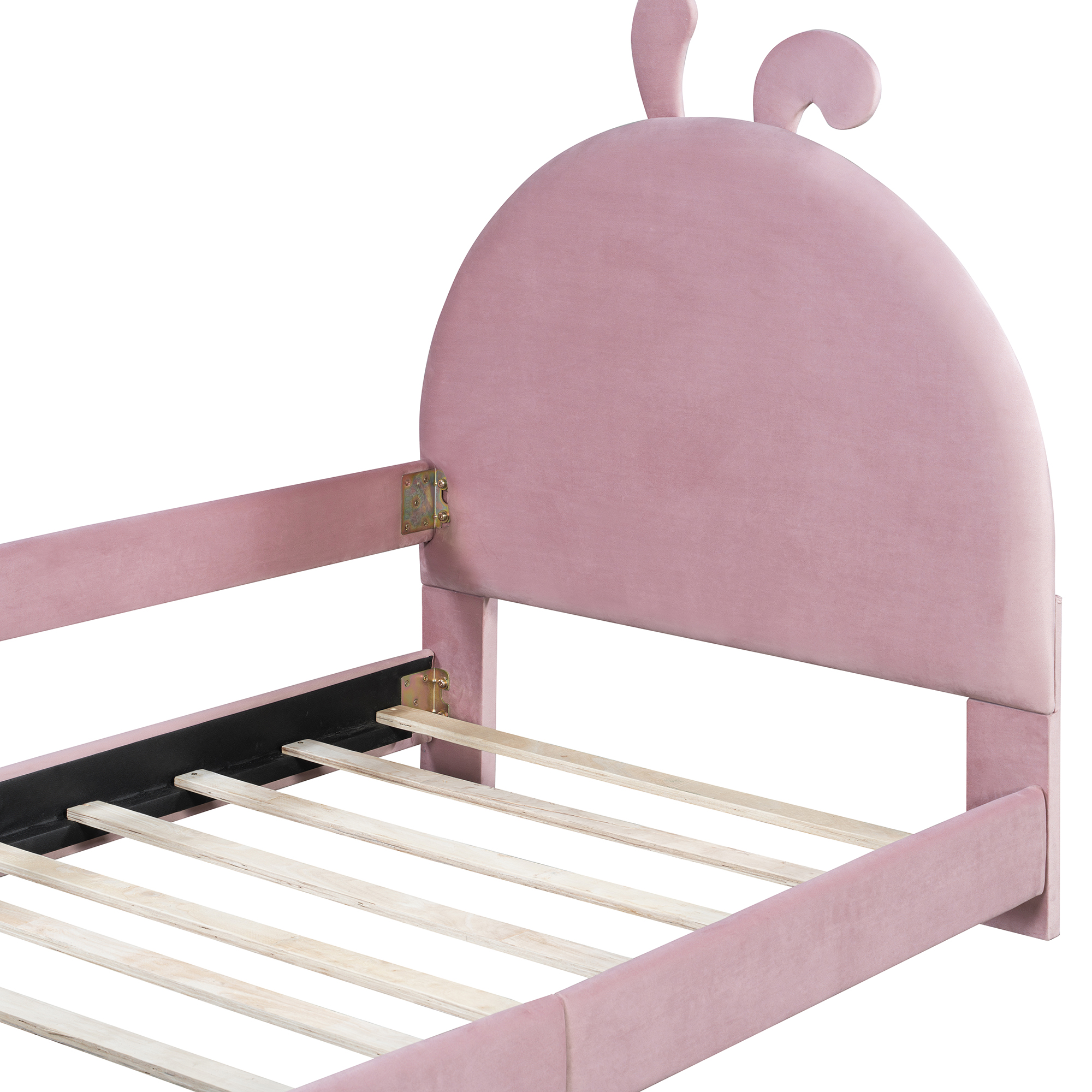 Twin Size Upholstered Daybed with Rabbit Ear Shaped Headboard 11 Twin Size Upholstered Daybed with Rabbit Ear Shaped Headboard