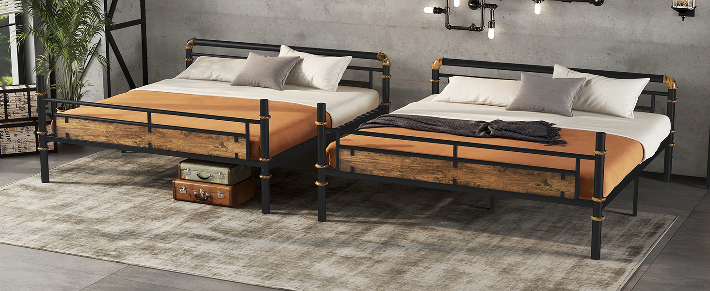 Queen Over Queen Metal Bunk Bed With Safety Guard Rails 21 Queen Over Queen Metal Bunk Bed With Safety Guard Rails