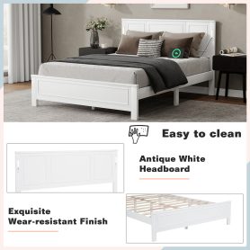 Queen Size Bed with Tall-Panel Headboard & Footboard, Built-in LED Lights, USB Charging Station