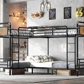Quad Bunk Bed For 4 Kids, Heavy Duty Metal Twin Bunk Bed Frame 29 Quad Bunk Bed For 4 Kids, Heavy Duty Metal Twin Bunk Bed Frame