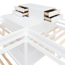 Twin Size L-shaped Bunk Bed With Built-in Desk, 4 Drawers And USB Ports & Power Outlet 37 Twin Size L-shaped Bunk Bed With Built-in Desk, 4 Drawers And USB Ports & Power Outlet