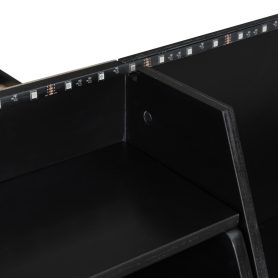 Full Bunk Bed with APP-Controlled LED Lights, USB Ports, Storage Shelves and 2 Drawers