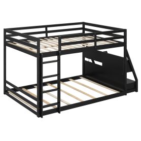 Full Bunk Bed with APP-Controlled LED Lights, USB Ports, Storage Shelves and 2 Drawers