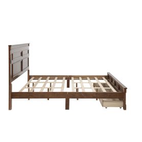 King Size Bed with Tall-Panel Headboard & Footboard, 2 Storage Drawers, Built-in LED Lights, USB Charging Station