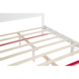 Queen Size Bed with Tall-Panel Headboard & Footboard, Built-in LED Lights, USB Charging Station