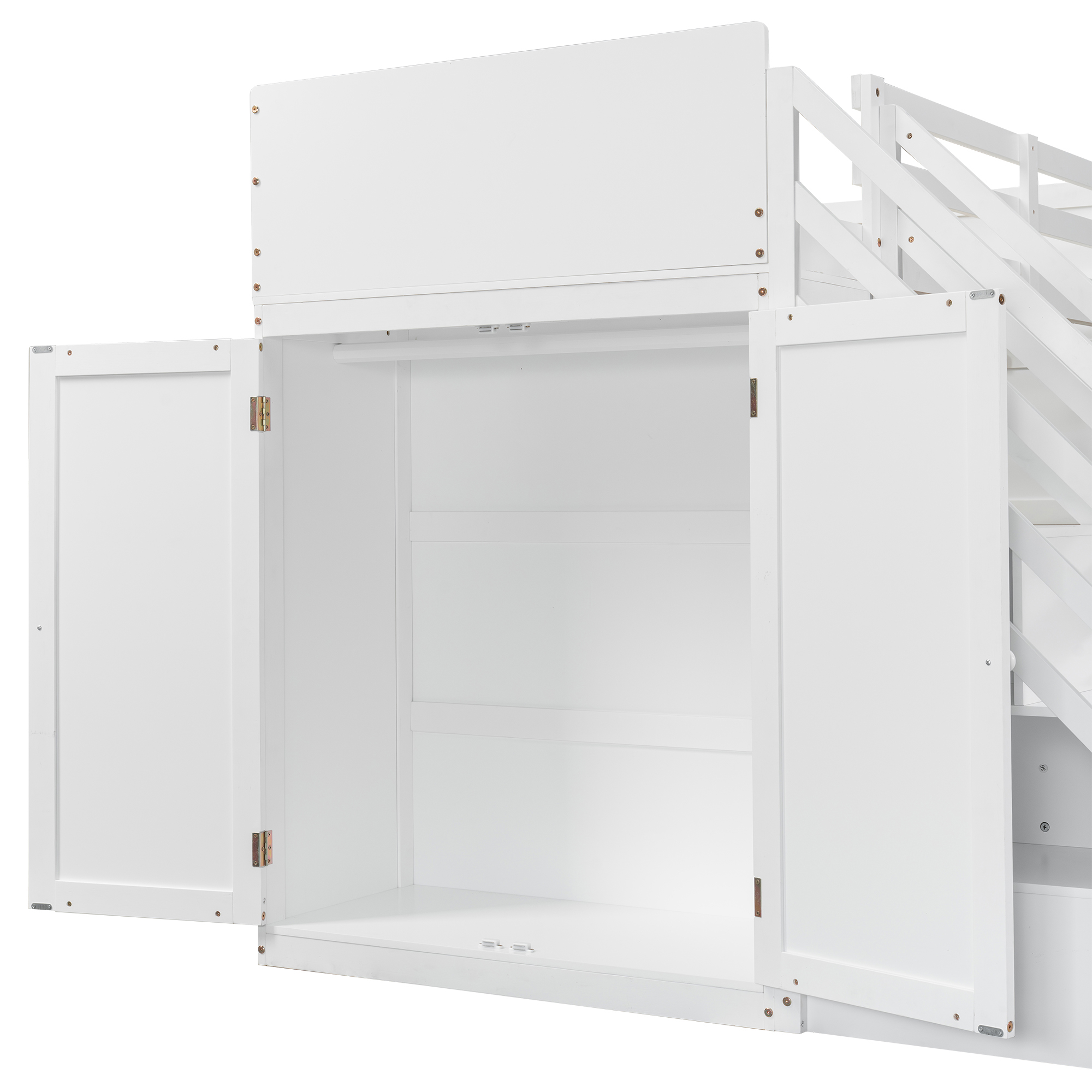 Twin Over Full Bunk Bed With Storage Stairs, Wardrobe, USB And Light 16 Twin Over Full Bunk Bed With Storage Stairs, Wardrobe, USB And Light