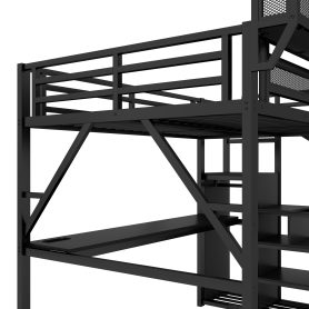 Metal Queen Size Loft Bed With Desk, Charging Station, Stairs And Light 34 Metal Queen Size Loft Bed With Desk, Charging Station, Stairs And Light