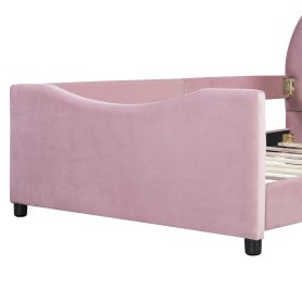 Twin Size Upholstered Daybed with Rabbit Ear Shaped Headboard 24 Twin Size Upholstered Daybed with Rabbit Ear Shaped Headboard