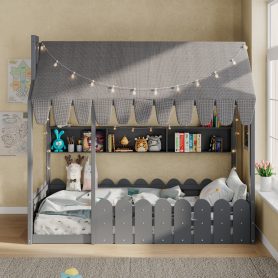 Twin Size Montessori House Bed for Kids