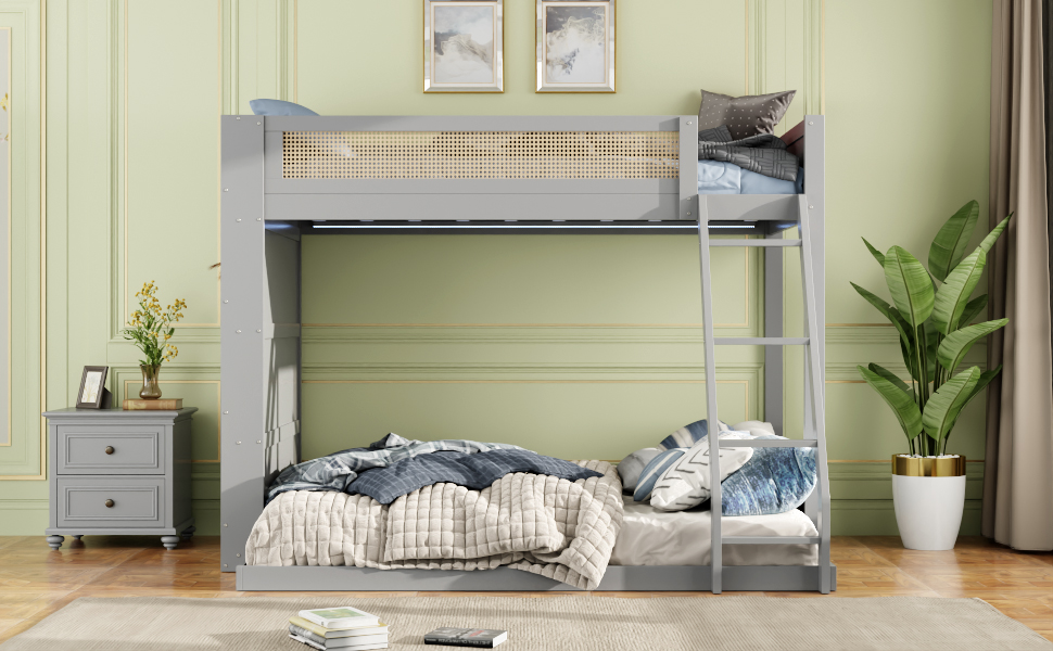 Twin over Full Bunk Bed with Shelf and LED 17 Twin over Full Bunk Bed with Shelf and LED