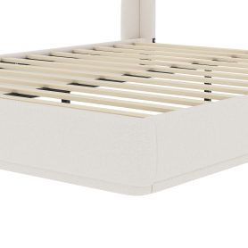 Upholstered Queen Bed Frame with Wingback Headboard 38 Upholstered Queen Bed Frame with Wingback Headboard