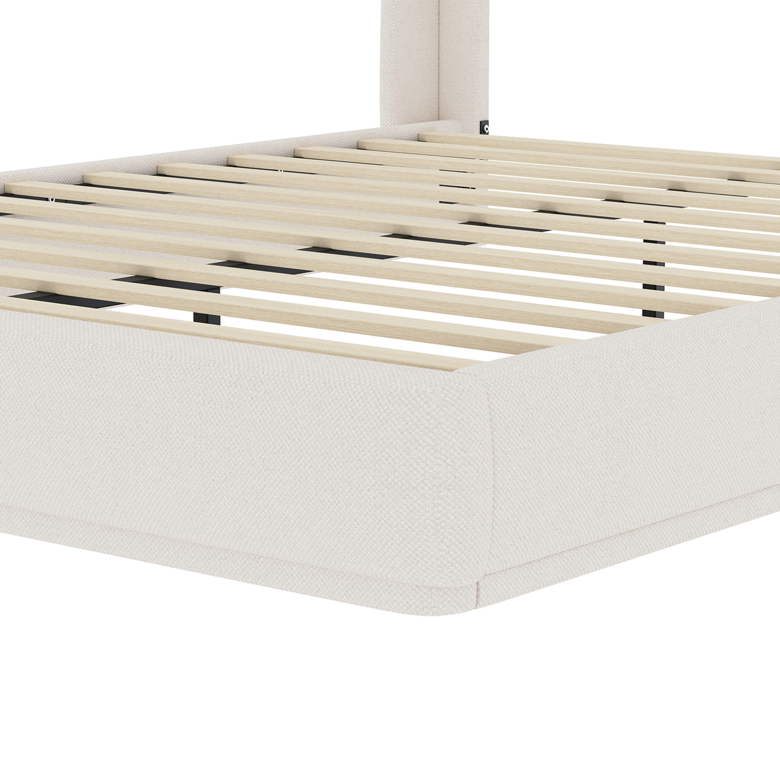 Upholstered Queen Bed Frame with Wingback Headboard 17 Upholstered Queen Bed Frame with Wingback Headboard