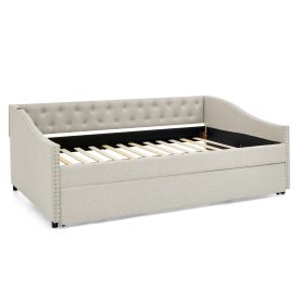Full Size Daybed with USB Charging & Pull-out Extendable Bed