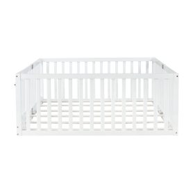 Full Size Floor Bed With High Fence Railings