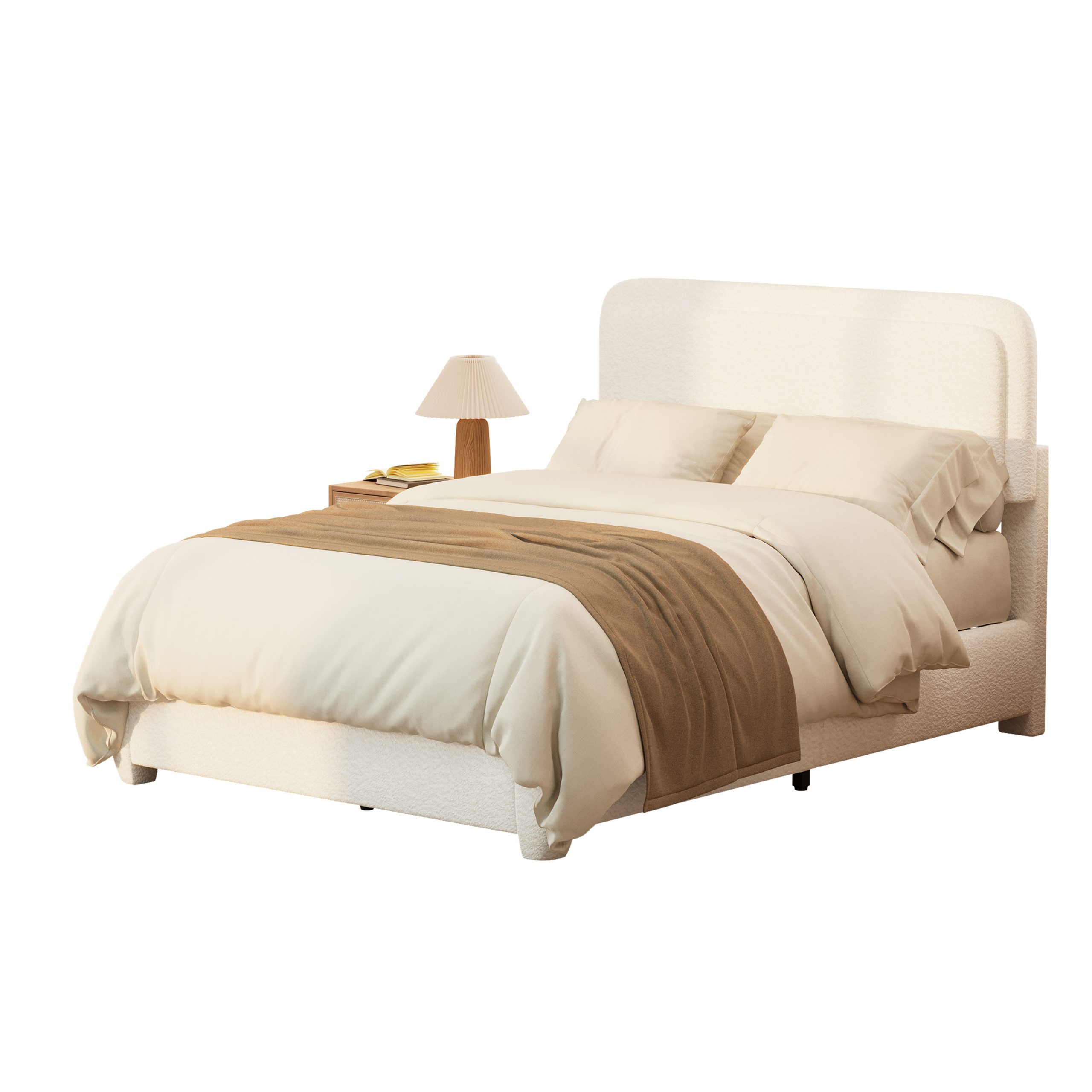 Boucle Full Bed Frame with Adjustable Height Headboard 8 Boucle Full Bed Frame with Adjustable Height Headboard
