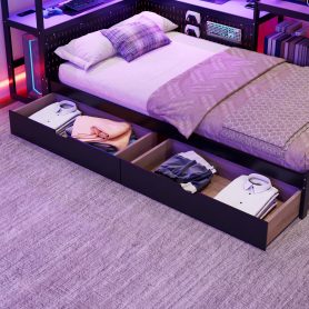 Twin Size Gaming Daybed with Integrated Desk and LED Light 65 Twin Size Gaming Daybed with Integrated Desk and LED Light