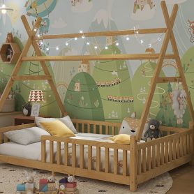 Full Low Floor House Bed With Fence And Roof 47 Full Low Floor House Bed With Fence And Roof