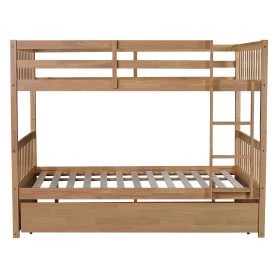 Full Over Full Rubber Wood Bunk Bed with Trundle, Ladder and Guardrails 27 Full Over Full Rubber Wood Bunk Bed with Trundle, Ladder and Guardrails