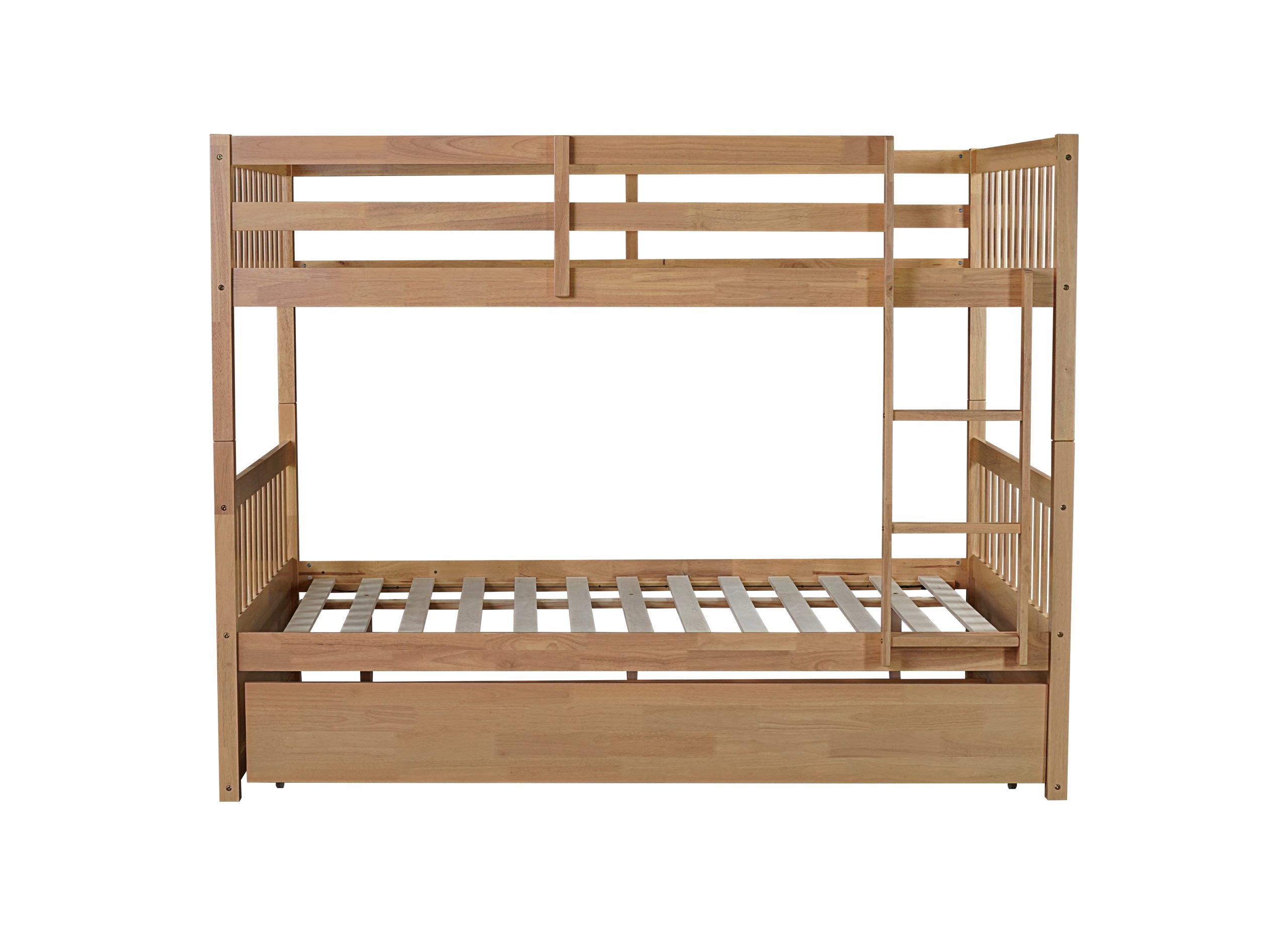 Full Over Full Rubber Wood Bunk Bed with Trundle, Ladder and Guardrails 7 Full Over Full Rubber Wood Bunk Bed with Trundle, Ladder and Guardrails