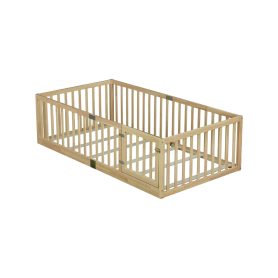 Twin Size Floor Bed with High Fence Railings, without Door 31 Twin Size Floor Bed with High Fence Railings