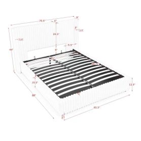 Queen Functional Vertical Striped Bed with Gas Lift Storage