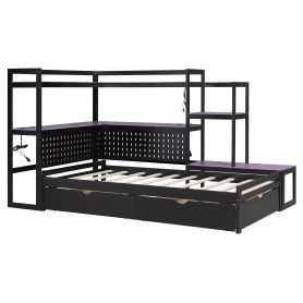 Twin Size Gaming Daybed with Integrated Desk and LED Light 77 Twin Size Gaming Daybed with Integrated Desk and LED Light