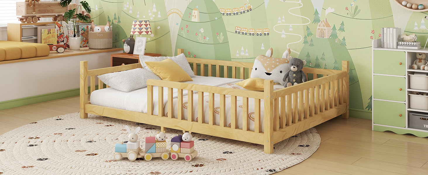 Full Low Floor House Bed With Fence And Roof 24 Full Low Floor House Bed With Fence And Roof