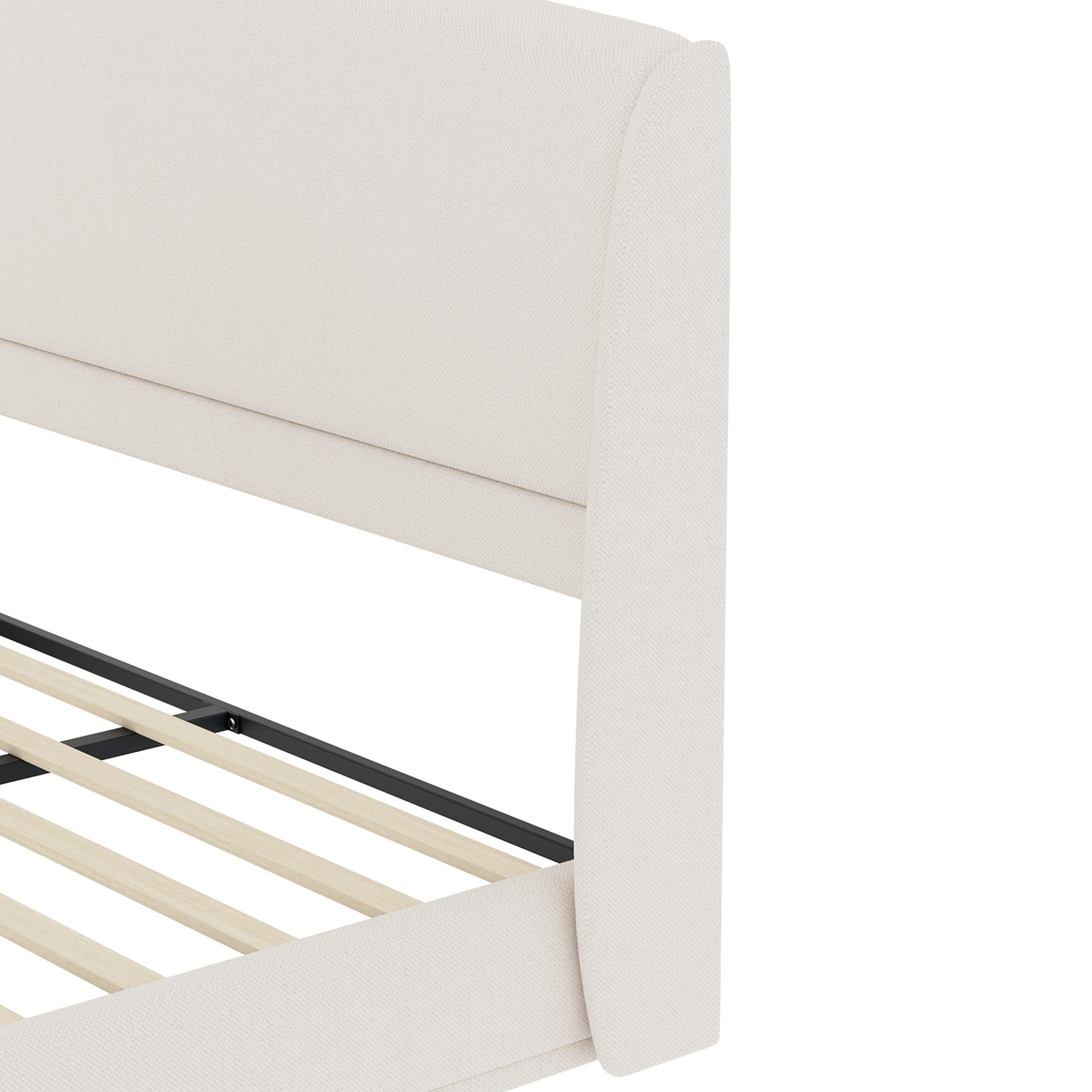 Upholstered Queen Bed Frame with Wingback Headboard 16 Upholstered Queen Bed Frame with Wingback Headboard