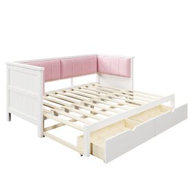 Twin XL to King Size Daybed with Two Storage Drawers and Upholstered Backrest