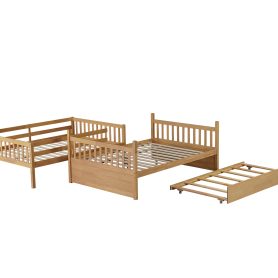 Full Over Full Rubber Wood Bunk Bed with Trundle, Ladder and Guardrails 31 Full Over Full Rubber Wood Bunk Bed with Trundle, Ladder and Guardrails