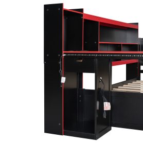 Full Size Gaming Daybed with Integrated Desk and Lights 40 Full Size Gaming Daybed with Integrated Desk and Lights