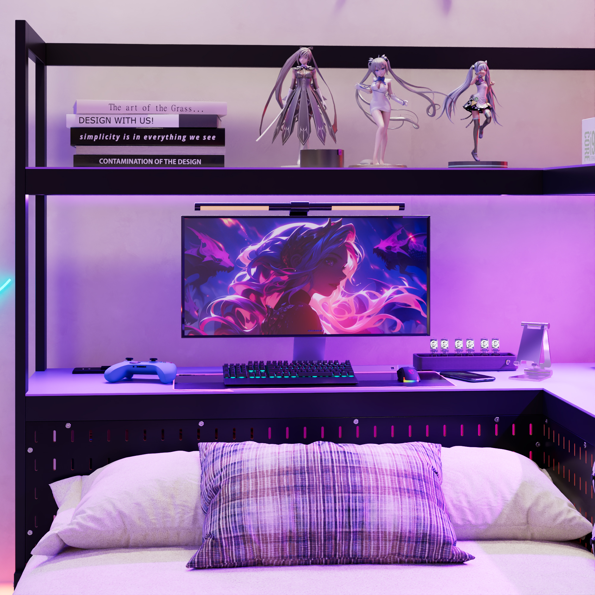 Twin Size Gaming Daybed with Integrated Desk and LED Light 16 Twin Size Gaming Daybed with Integrated Desk and LED Light