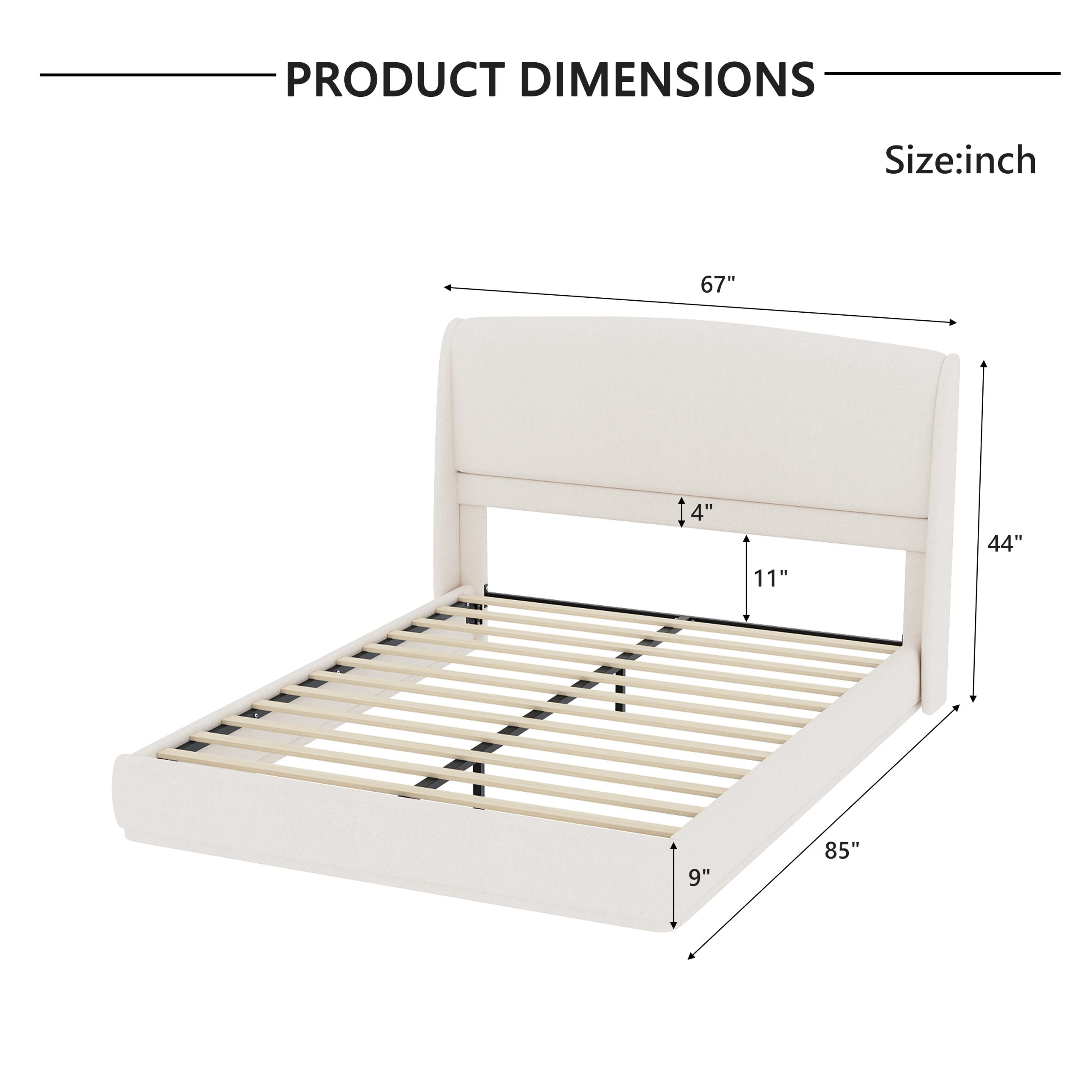 Upholstered Queen Bed Frame with Wingback Headboard 18 Upholstered Queen Bed Frame with Wingback Headboard