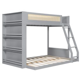 Twin over Full Bunk Bed with Shelf and LED 21 Twin over Full Bunk Bed with Shelf and LED
