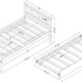 Twin Size Platform Bed Frame With Trundle, Headboard And Footboard