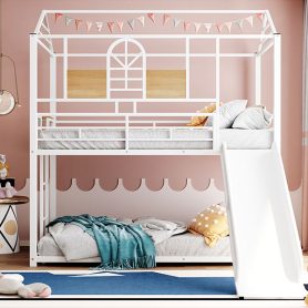 Metal Twin Over Twin Bunk Bed With Slide 22 Metal Twin Over Twin Bunk Bed With Slide