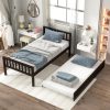 Twin Size Platform Bed Frame With Trundle, Headboard And Footboard