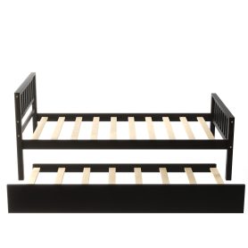 Twin Size Platform Bed Frame With Trundle, Headboard And Footboard