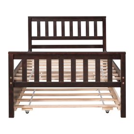 Twin Size Platform Bed Frame With Trundle, Headboard And Footboard