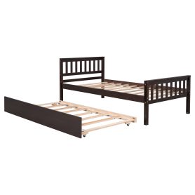 Twin Size Platform Bed Frame With Trundle, Headboard And Footboard