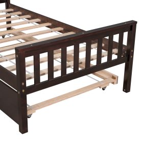 Twin Size Platform Bed Frame With Trundle, Headboard And Footboard
