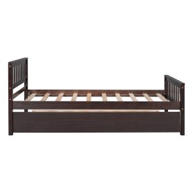 Twin Size Platform Bed Frame With Trundle, Headboard And Footboard