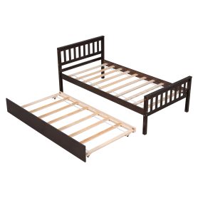 Twin Size Platform Bed Frame With Trundle, Headboard And Footboard