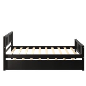 Twin Size Platform Bed Frame With Trundle, Headboard And Footboard