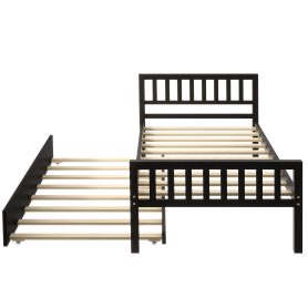 Twin Size Platform Bed Frame With Trundle, Headboard And Footboard