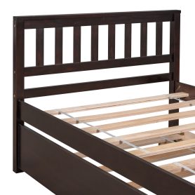 Twin Size Platform Bed Frame With Trundle, Headboard And Footboard