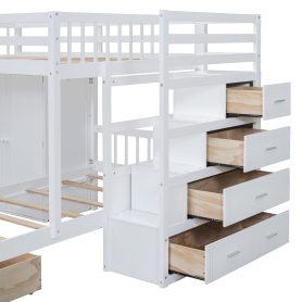 Full Over Twin Bunk Bed with Wardrobe, Drawers 36 Full Over Twin Bunk Bed with Wardrobe, Drawers