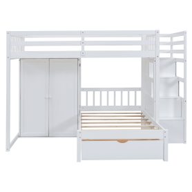 Full Over Twin Bunk Bed with Wardrobe, Drawers 28 Full Over Twin Bunk Bed with Wardrobe, Drawers