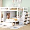 Full Over Twin Bunk Bed with Wardrobe, Drawers 1 Full Over Twin Bunk Bed with Wardrobe, Drawers