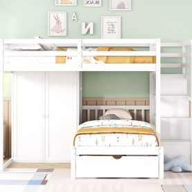 Full Over Twin Bunk Bed with Wardrobe, Drawers 38 Full Over Twin Bunk Bed with Wardrobe, Drawers